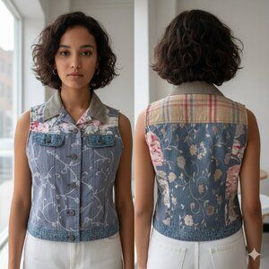 Stonebridge Patchwork Vest S Cottagecore Artsy Sleeveless Jacket Grandmillennial